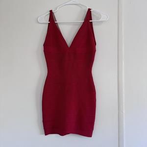 Herve Leger Red Bandage Dress